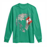 Bigfoot Canada Flag Long Sleeve Shirt Retro Sasquatch Forest Rock On