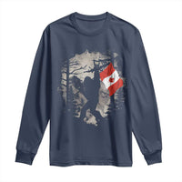 Bigfoot Canada Flag Long Sleeve Shirt Retro Sasquatch Forest Rock On