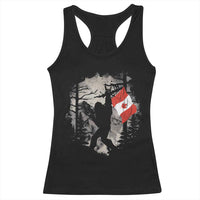 Bigfoot Canada Flag Racerback Tank Top Retro Sasquatch Forest Rock On