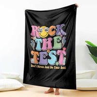 Teacher Test Day Throw Blanket Rock The Test Dont Stress Just Do Your Best Cute Groovy