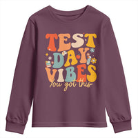 Test Day Vibes Youth Sweatshirt Teacher Groovy Testing Day Exam