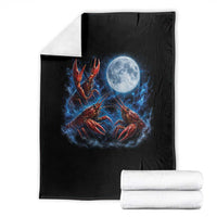 Three Crawfish Moon Throw Blanket Lobster Howling To The Moon Vintage Moon Animals