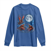 Three Crawfish Moon Long Sleeve Shirt Lobster Howling To The Moon Vintage Moon Animals