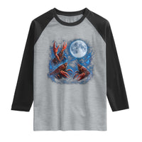 Three Crawfish Moon Raglan Shirt Lobster Howling To The Moon Vintage Moon Animals