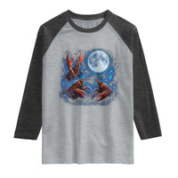 Three Crawfish Moon Raglan Shirt Lobster Howling To The Moon Vintage Moon Animals