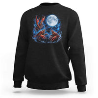Three Crawfish Moon Sweatshirt Lobster Howling To The Moon Vintage Moon Animals