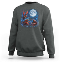 Three Crawfish Moon Sweatshirt Lobster Howling To The Moon Vintage Moon Animals