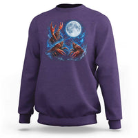 Three Crawfish Moon Sweatshirt Lobster Howling To The Moon Vintage Moon Animals