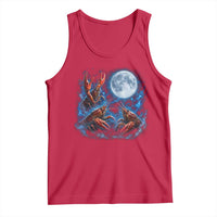 Three Crawfish Moon Tank Top Lobster Howling To The Moon Vintage Moon Animals