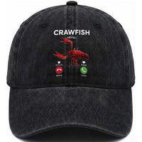 Crawfish Calling Washed Cotton Baseball Cap Funny Fishing Cajun Boil Lobster Meme