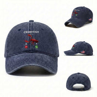 Crawfish Calling Washed Cotton Baseball Cap Funny Fishing Cajun Boil Lobster Meme