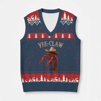 Funny Cowboy Crawfish V-Neck Knit Sweater Vest Yee Claw Funny Crawfish Cajun Seafood Festival