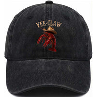 Funny Cowboy Crawfish Washed Cotton Baseball Cap Yee Claw Funny Crawfish Cajun Seafood Festival