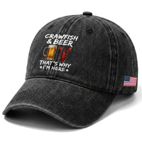 Crawfish Beer Lovers Washed Cotton Baseball Cap Funny Crawfish Cajun Seafood Festival Daddy Crawfish