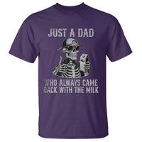 Funny Dad T Shirt Just A Dad Who Always Came Back With The Milk Skeleton American Flag