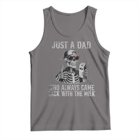 Funny Dad Tank Top Just A Dad Who Always Came Back With The Milk Skeleton American Flag