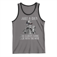 Funny Dad Tank Top Just A Dad Who Always Came Back With The Milk Skeleton American Flag