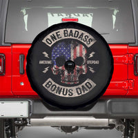 One Badass Bonus Dad Spare Tire Cover Vintage Step Dad American Flag Fathers Day