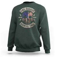One Badass Bonus Dad Sweatshirt Vintage Step Dad American Flag Fathers Day