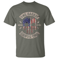 One Badass Bonus Dad T Shirt Vintage Step Dad American Flag Fathers Day