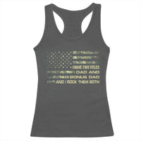 Funny Bonus Dad Racerback Tank Top Step Dad Camo American Flag Fathers Day