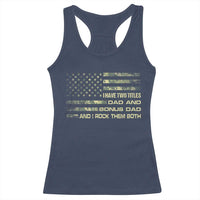 Funny Bonus Dad Racerback Tank Top Step Dad Camo American Flag Fathers Day