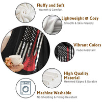 Bass Guitar Player Throw Blanket USA American Flag Musician Guitarist - Wonder Print Shop