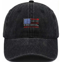 USA Flag Guitar Player Washed Cotton Baseball Cap 4th of July Musician Guitarist