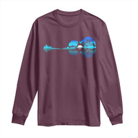 Guitar Lake Long Sleeve Shirt Retro Tree Shadow Acoustic Guitarist Musician - Wonder Print Shop
