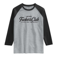 Vintage Grumpy Fuckers Club Lifetime Member Raglan Shirt Gag Gift Birthday Husband Dad Fathers Day