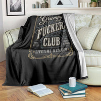 Vintage Grumpy Fuckers Club Lifetime Member Throw Blanket Retro Birthday Husband Dad Fathers Day