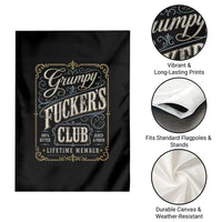 Vintage Grumpy Fuckers Club Lifetime Member Garden Flag Retro Birthday Husband Dad Fathers Day
