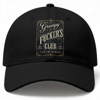 Vintage Grumpy Fuckers Club Lifetime Member Baseball Cap Retro Birthday Husband Dad Fathers Day