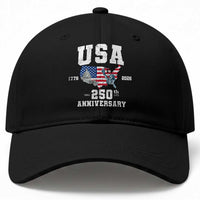 250th Anniversary USA Baseball Cap 4th of July America US Flag Patriotic 250 Years American Flag