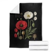 Summer Red Poppy Flower Botanical Poppies Vintage Print Memorial Day Floral Graphic Throw Blanket