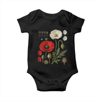 Summer Red Poppy Flower Botanical Poppies Vintage Print Memorial Day Floral Graphic Baby Onesie