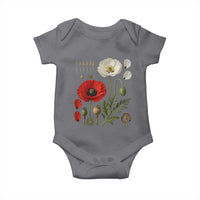 Summer Red Poppy Flower Botanical Poppies Vintage Print Memorial Day Floral Graphic Baby Onesie