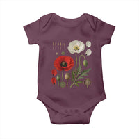 Summer Red Poppy Flower Botanical Poppies Vintage Print Memorial Day Floral Graphic Baby Onesie