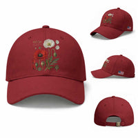 Summer Red Poppy Flower Botanical Poppies Vintage Print Memorial Day Floral Graphic Baseball Cap