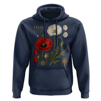 Summer Red Poppy Flower Botanical Poppies Vintage Print Memorial Day Floral Graphic Hoodie