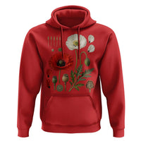 Summer Red Poppy Flower Botanical Poppies Vintage Print Memorial Day Floral Graphic Hoodie