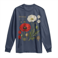 Summer Red Poppy Flower Botanical Poppies Vintage Print Memorial Day Floral Graphic Long Sleeve Shirt