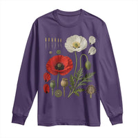 Summer Red Poppy Flower Botanical Poppies Vintage Print Memorial Day Floral Graphic Long Sleeve Shirt