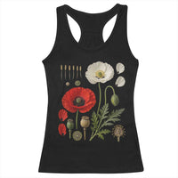 Summer Red Poppy Flower Botanical Poppies Vintage Print Memorial Day Floral Graphic Racerback Tank Top