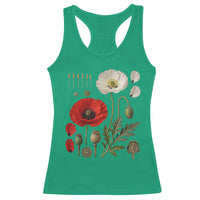 Summer Red Poppy Flower Botanical Poppies Vintage Print Memorial Day Floral Graphic Racerback Tank Top
