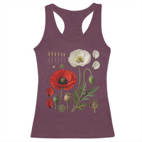 Summer Red Poppy Flower Botanical Poppies Vintage Print Memorial Day Floral Graphic Racerback Tank Top