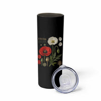 Summer Red Poppy Flower Botanical Poppies Vintage Print Memorial Day Floral Graphic Skinny Tumbler