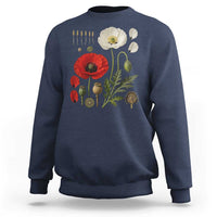 Summer Red Poppy Flower Botanical Poppies Vintage Print Memorial Day Floral Graphic Sweatshirt
