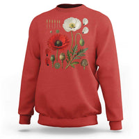 Summer Red Poppy Flower Botanical Poppies Vintage Print Memorial Day Floral Graphic Sweatshirt
