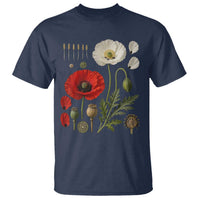 Summer Red Poppy Flower Botanical Poppies Vintage Print Memorial Day Floral Graphic T Shirt